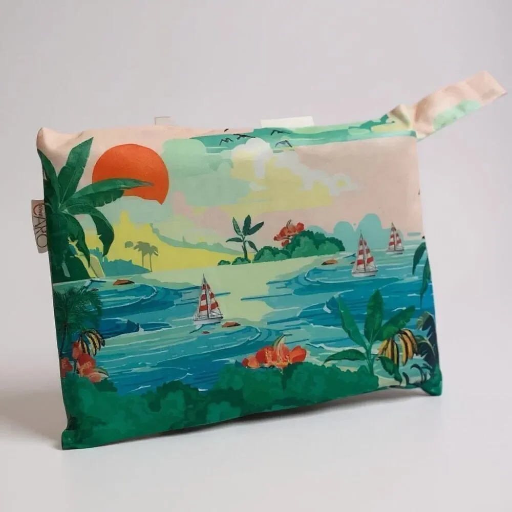 Caro Tropical Sunset Beach Blanket – Reversible Multi Coastal Art, 60x60